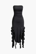 Sofia | Elegante Bandeau-Maxikleed met Volant-details – Tijdloze Raffinement