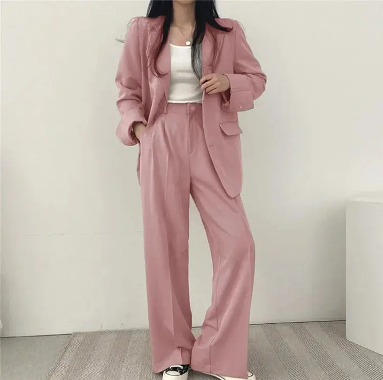 Athena | Effen Blazer- en Rechte Pantalon Set voor Dames