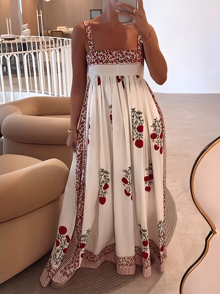 Maxi-jurk met schouderbanden in Boho-stijl & Empire-snede – Bloemig & Luchtig