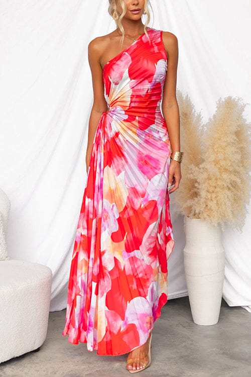Liselotte | Elegante One-Shoulder Bloemjurk – Kleurrijke Chic voor Bijzondere Gelegenheden