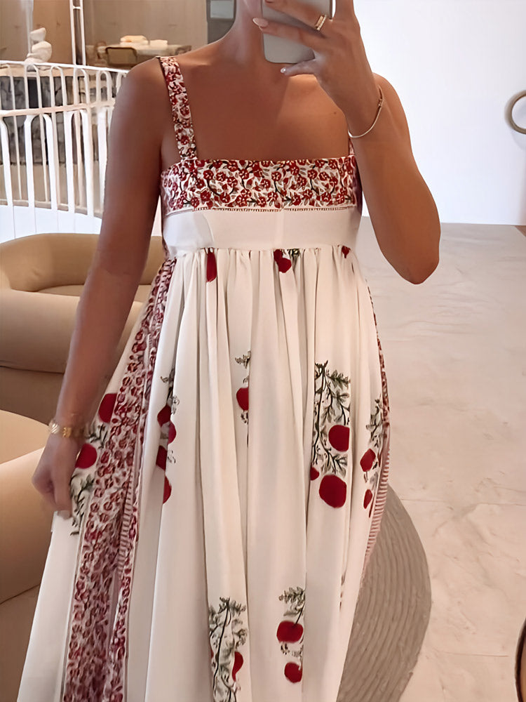 Maxi-jurk met schouderbanden in Boho-stijl & Empire-snede – Bloemig & Luchtig