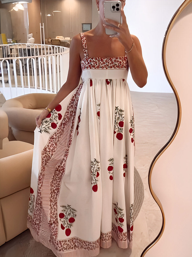 Maxi-jurk met schouderbanden in Boho-stijl & Empire-snede – Bloemig & Luchtig