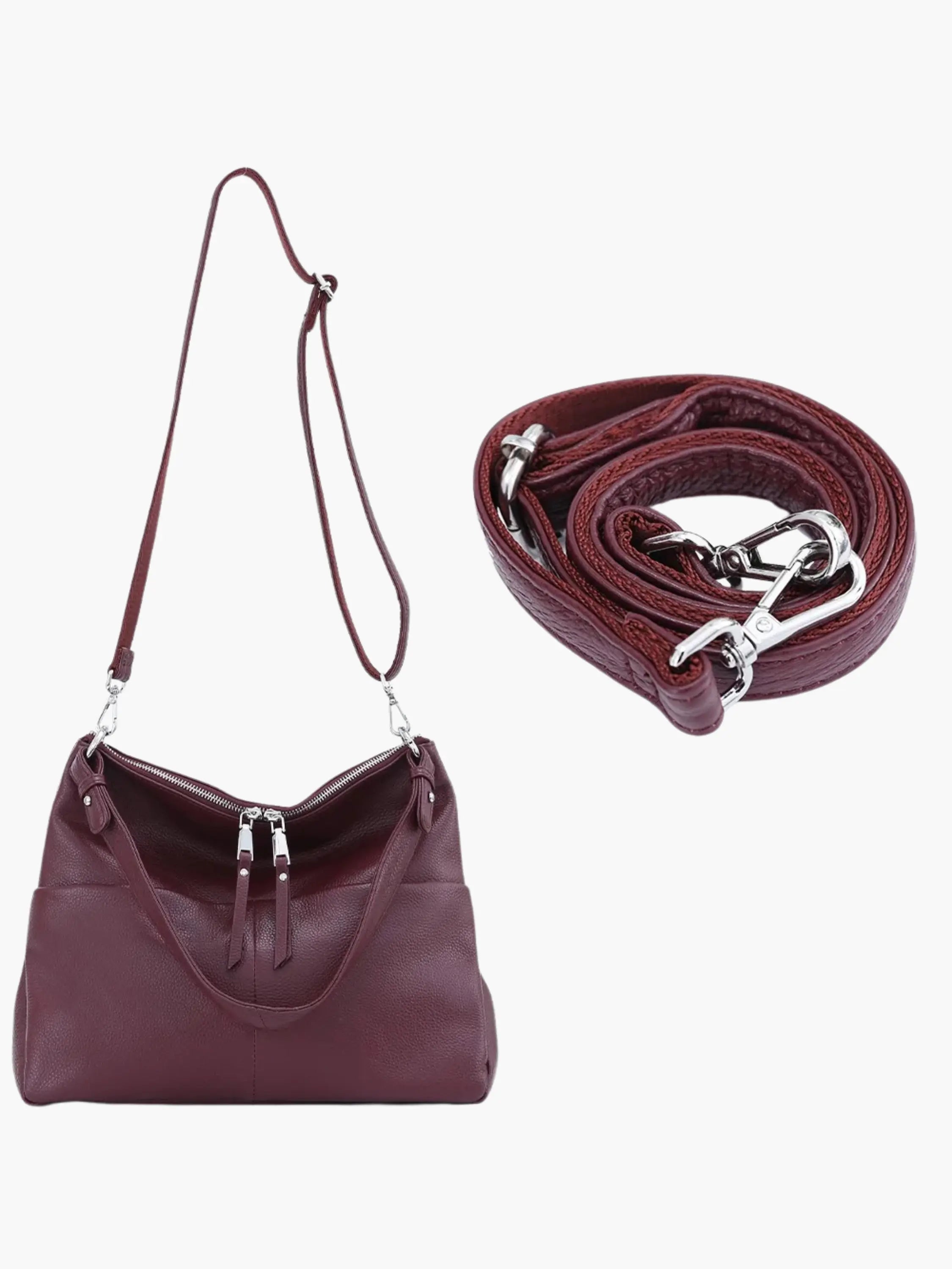 Hannelore| Hobo-tas van zacht leer met ritsluiting