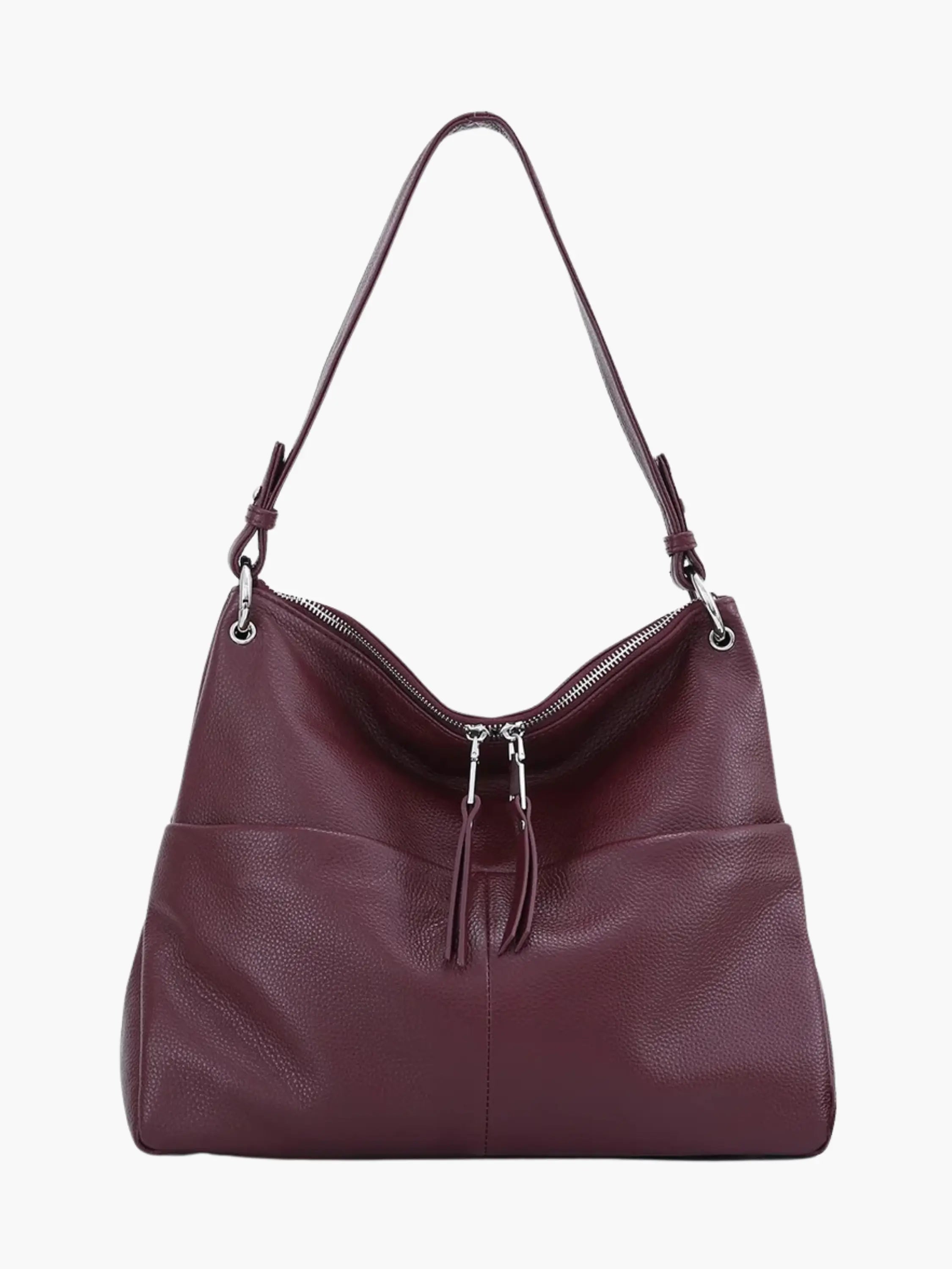 Hannelore| Hobo-tas van zacht leer met ritsluiting