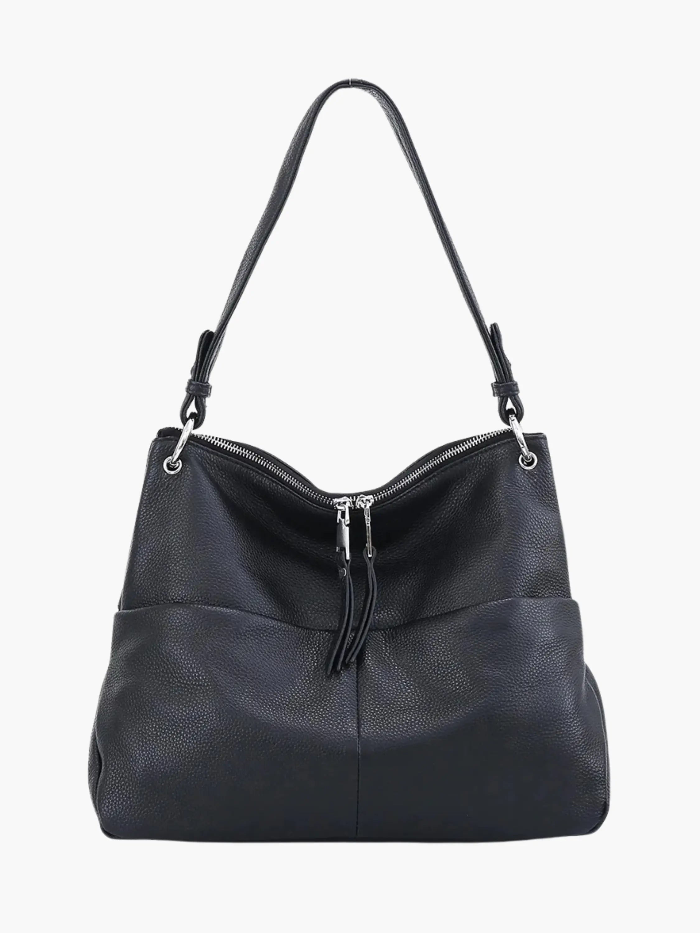 Hannelore| Hobo-tas van zacht leer met ritsluiting