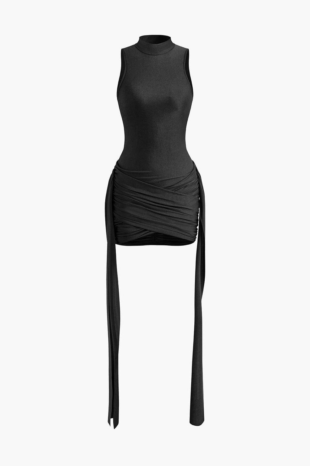 Vera | Elegante High-Neck Bodycon Minijurk met Drapering