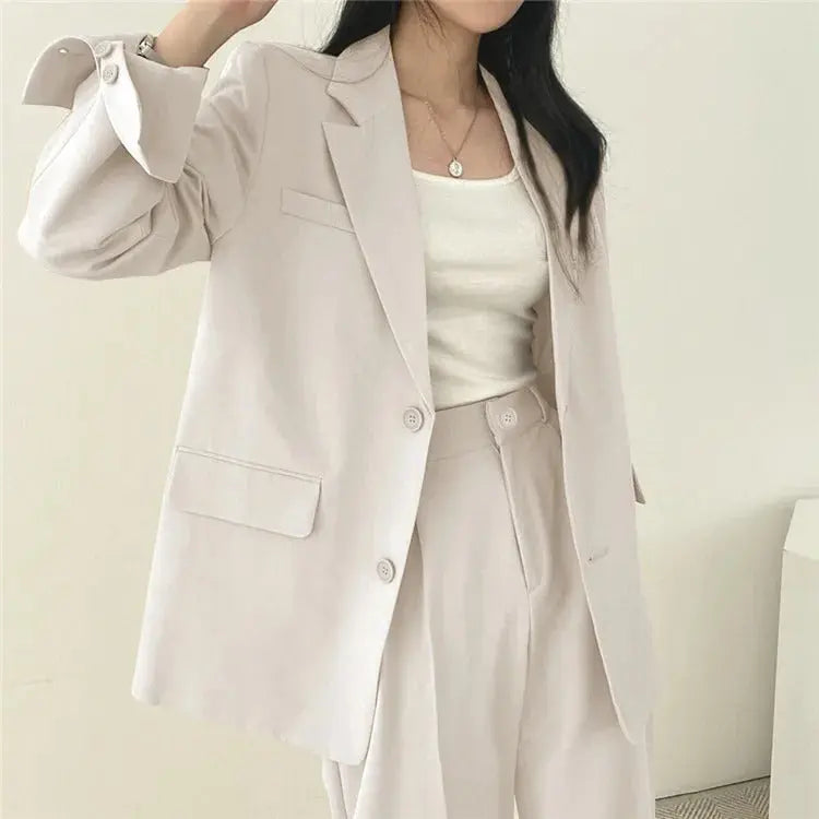 Athena | Effen Blazer- en Rechte Pantalon Set voor Dames