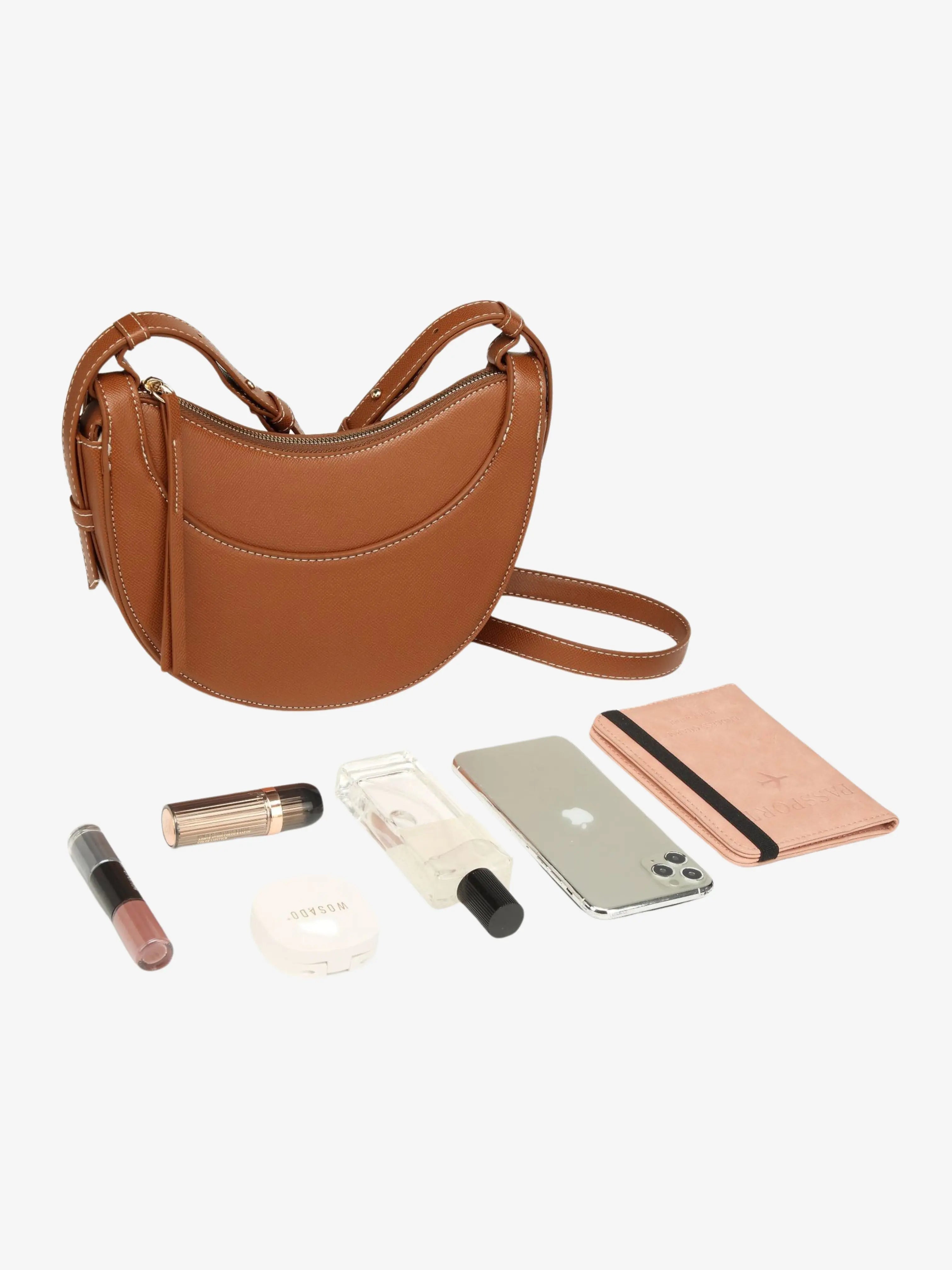 Amily | Verstelbare Schouderriem Gebogen Crossbody-Tas met Kwastje