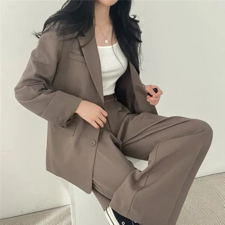 Athena | Effen Blazer- en Rechte Pantalon Set voor Dames