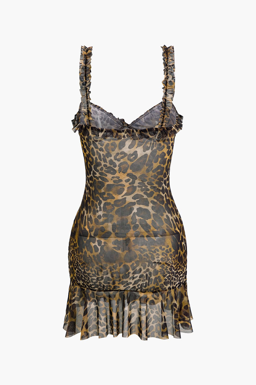 Savanna | Wild Leopard Mini-jurk met Ruches – Verleidelijke Dierenprint