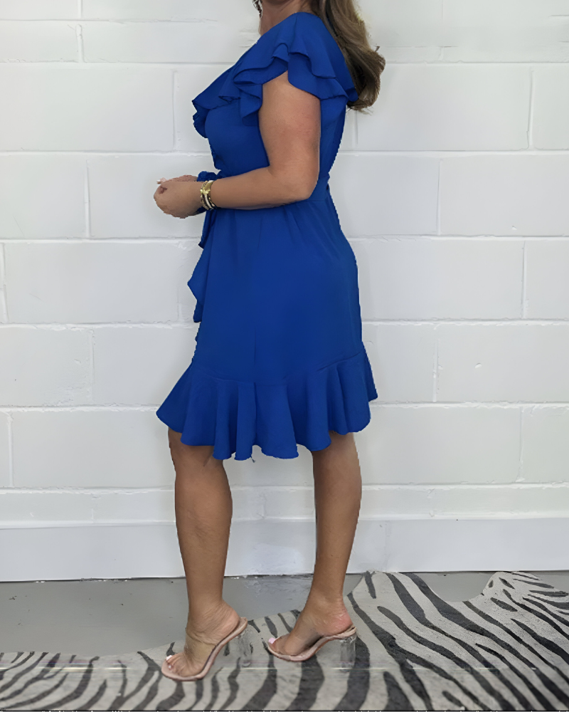 Elegante Rimpeljurk met V-hals – vrouwelijke look voor elke gelegenheid