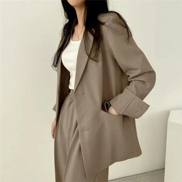 Athena | Effen Blazer- en Rechte Pantalon Set voor Dames