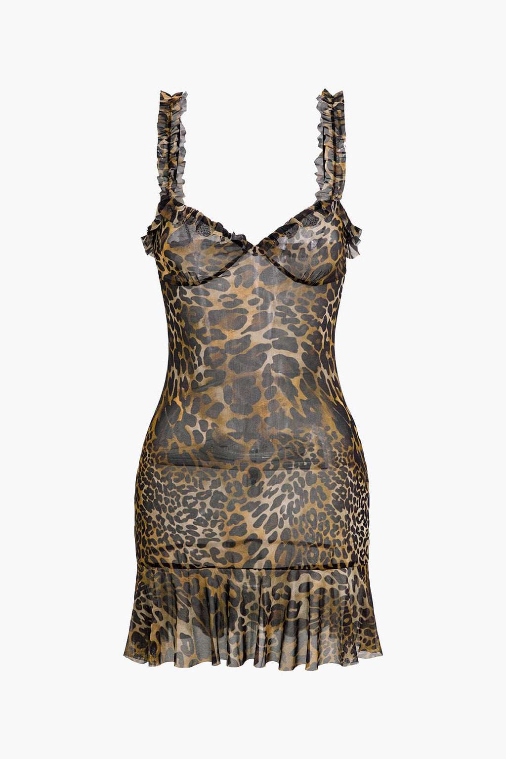 Savanna | Wilde Leoprint Minikleed met Rimpels – Verleidelijk Dierenprint