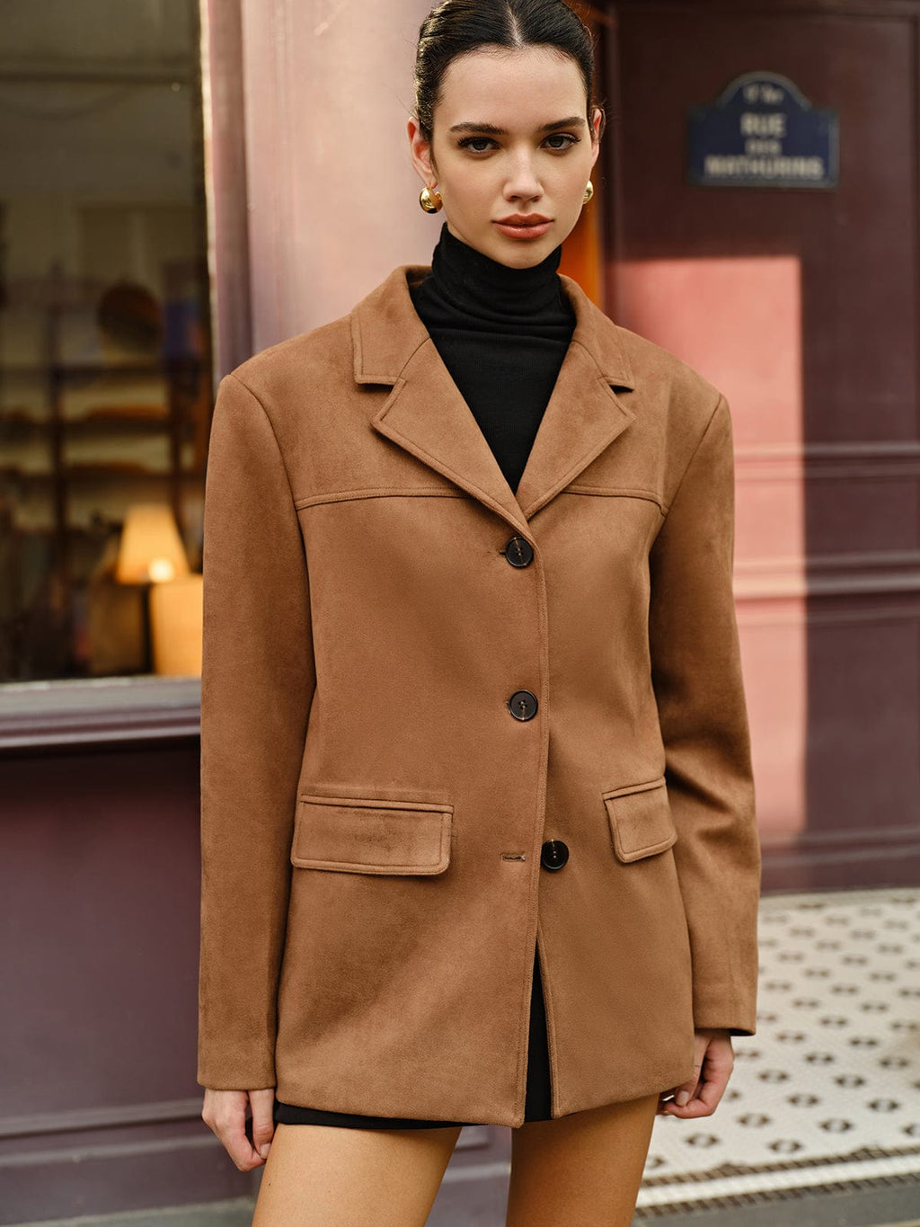 Silke | Casual bruine suède blazer voor vrouwen