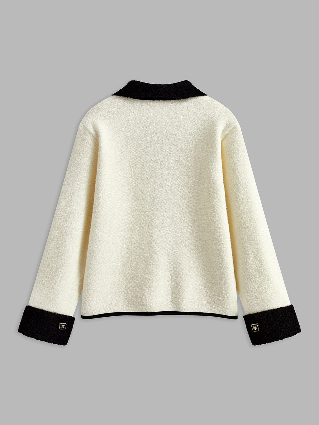 Liane | Stijlvolle Wit-Zwart Contrast Blazerjasje met Contrast Randen