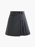 Mila | Plissérok in Wollook met Hoge Taille & Knopdetails