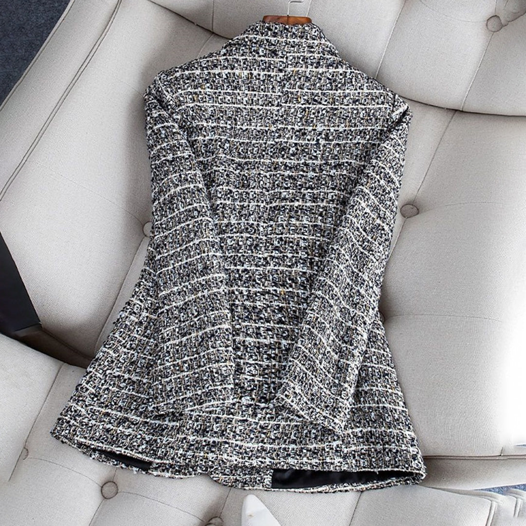 Elegante Tweed Blazer met Getailleerde Pasvorm