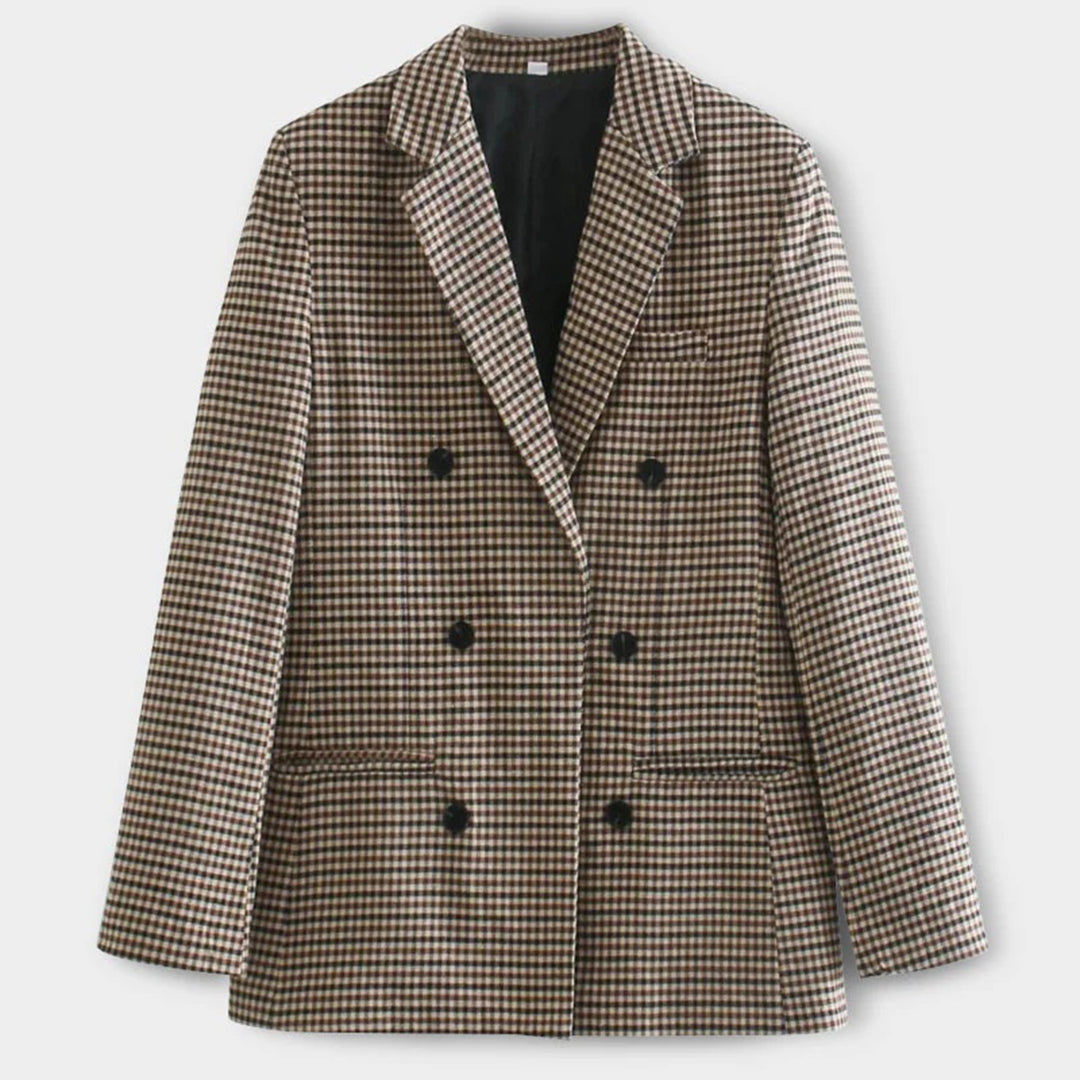 Geruite Blazer met Dubbele Knopen en Getailleerde Pasvorm