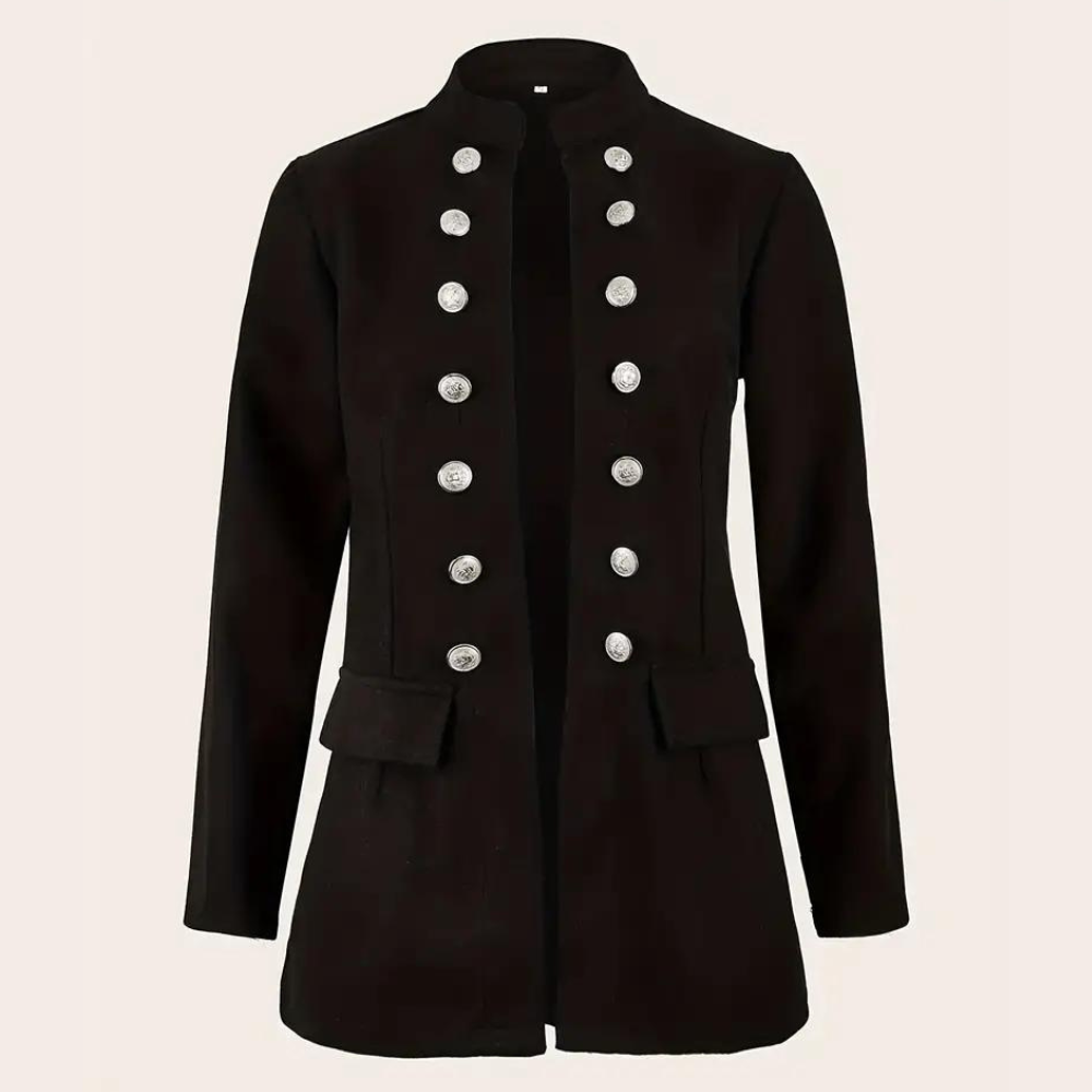 Militaire Stijl Blazer met Gouden Knopen