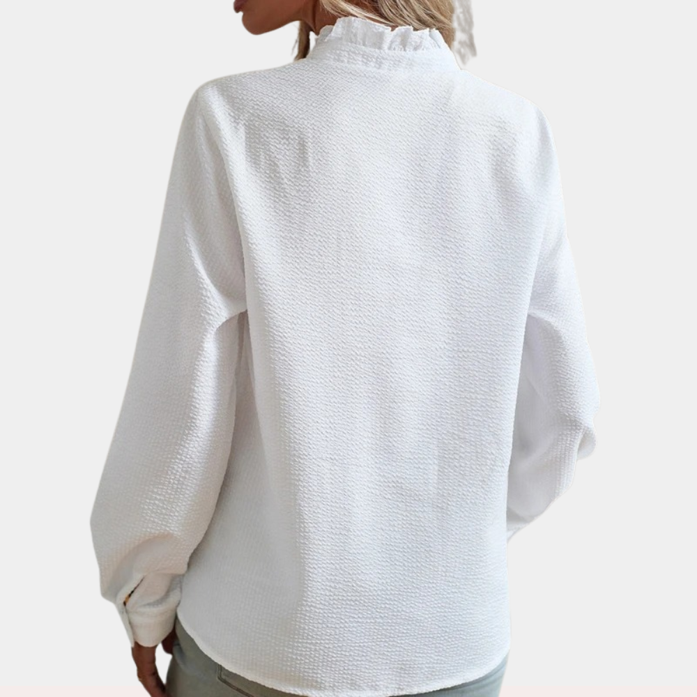 Klassieke Blouse met Opstaande Kraag en Knopen