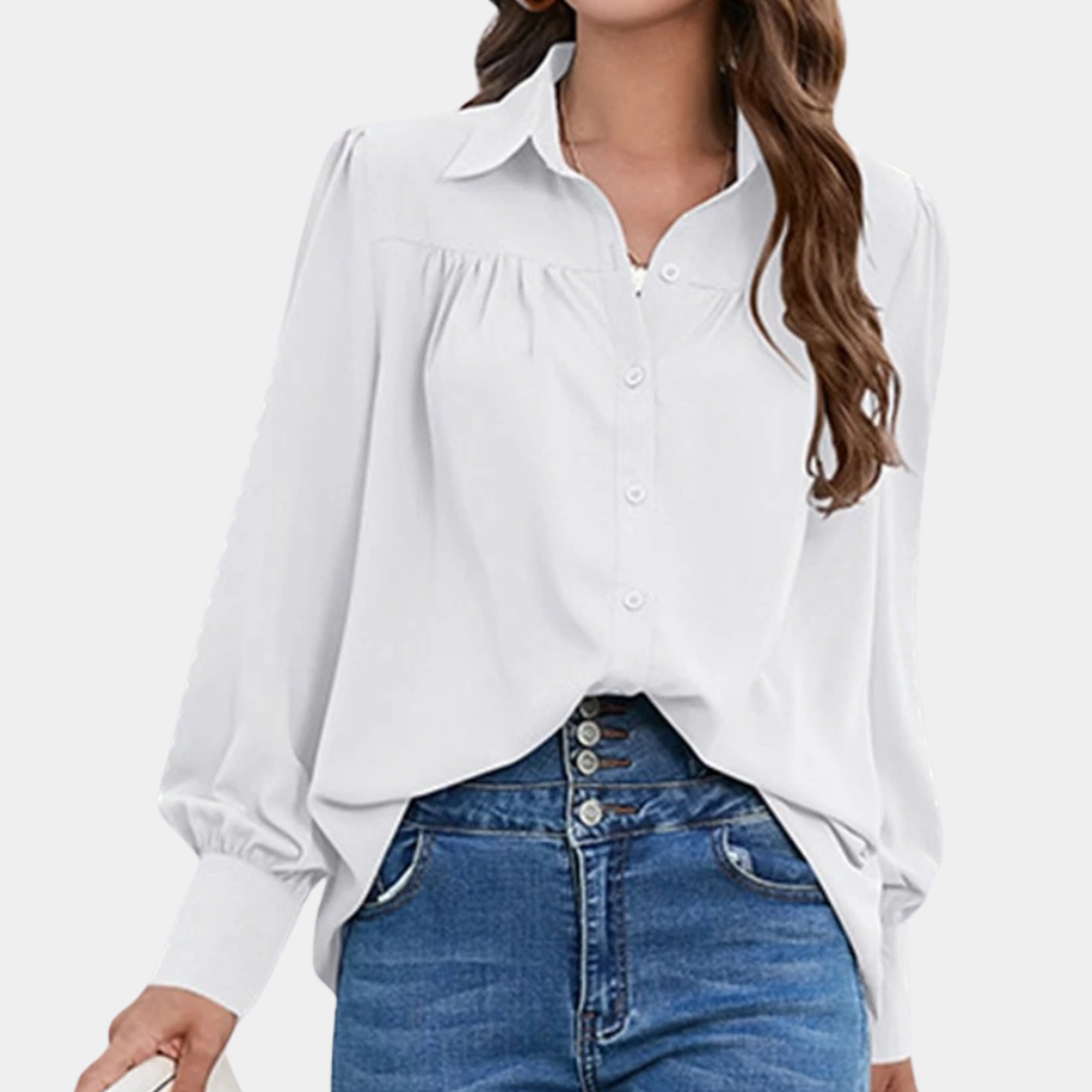 Losvallende Blouse met Knopen en Lange Mouwen