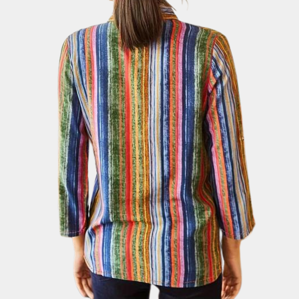 Gestreepte Blouse met Kleurrijk Design en Lange Mouwen