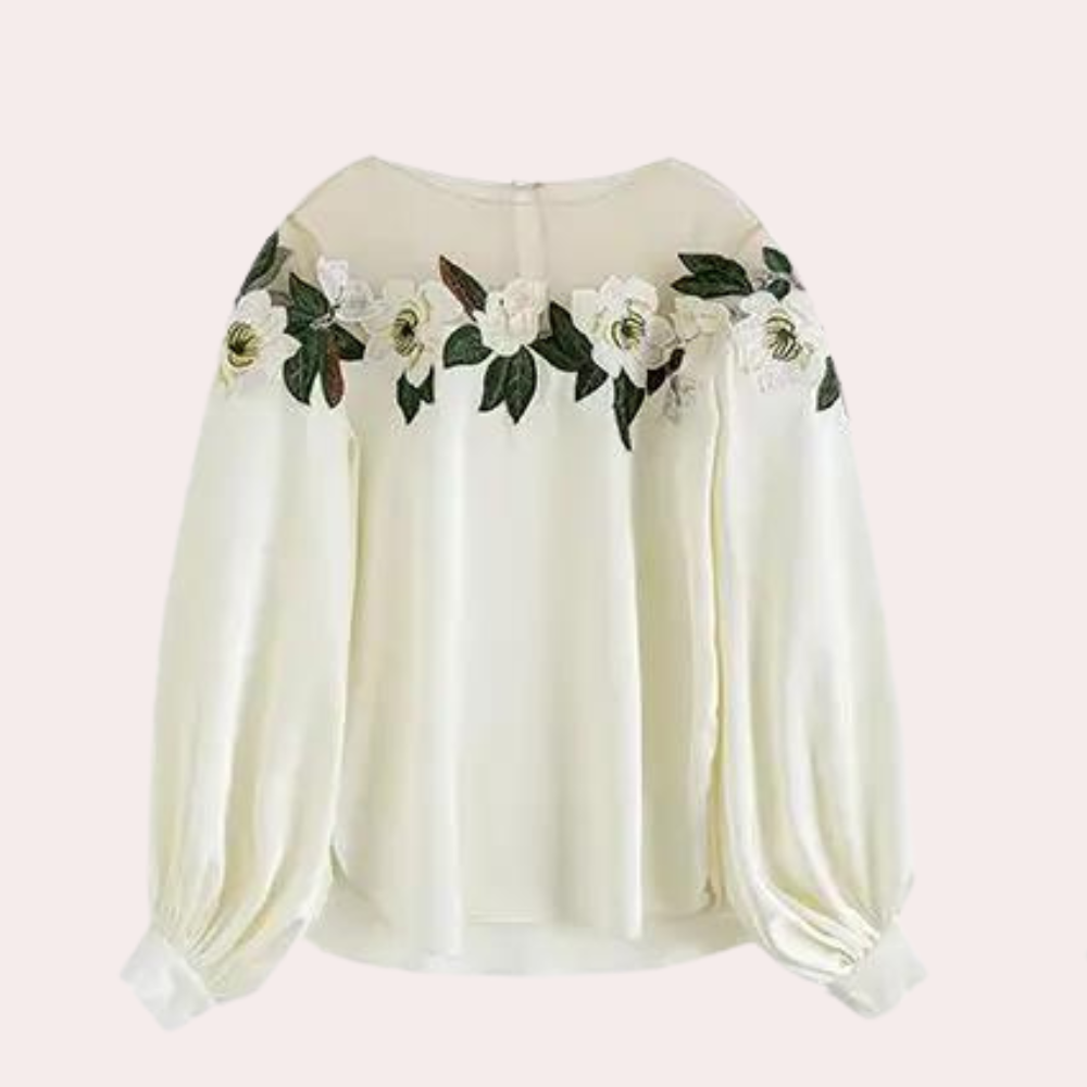 Elegante Off Shoulder Blouse met Bloemenborduursel