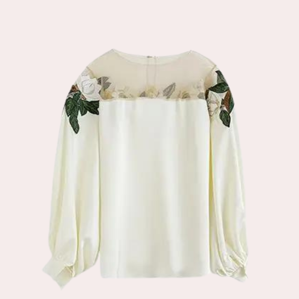 Elegante Off Shoulder Blouse met Bloemenborduursel