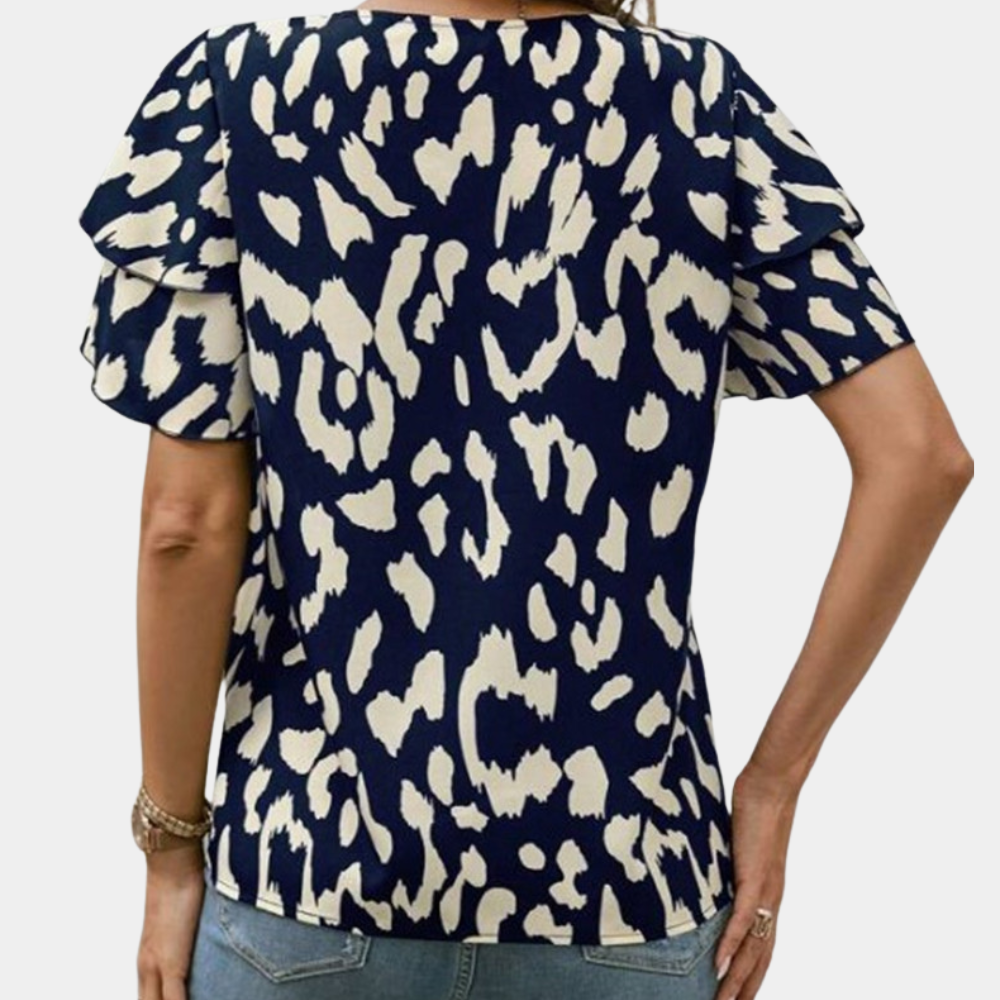 Casual Blouse met Print en Korte Mouwen