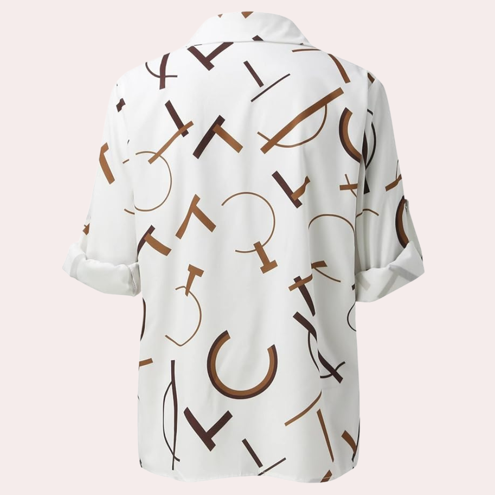 Bedrukte Blouse met Knopen en Korte Mouwen