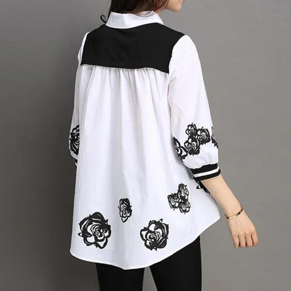 2 Delige Blouse en Vest Set met Contrast Design