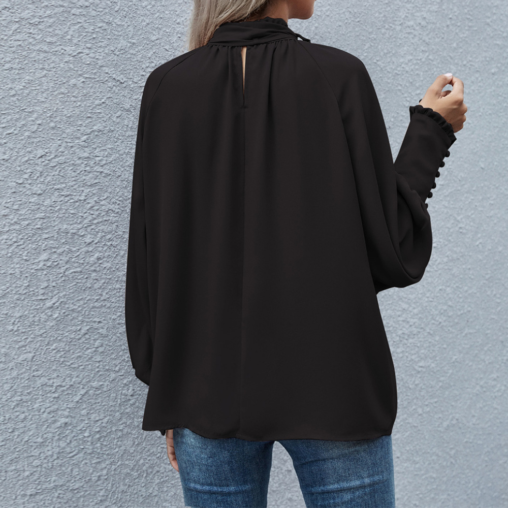 Elegante Blouse met Strikdetail en Losse Pasvorm