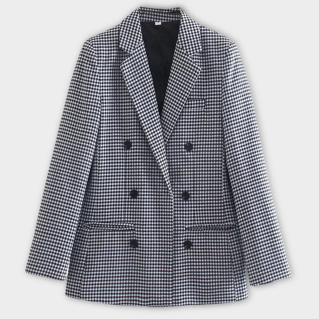 Geruite Blazer met Dubbele Knopen en Getailleerde Pasvorm