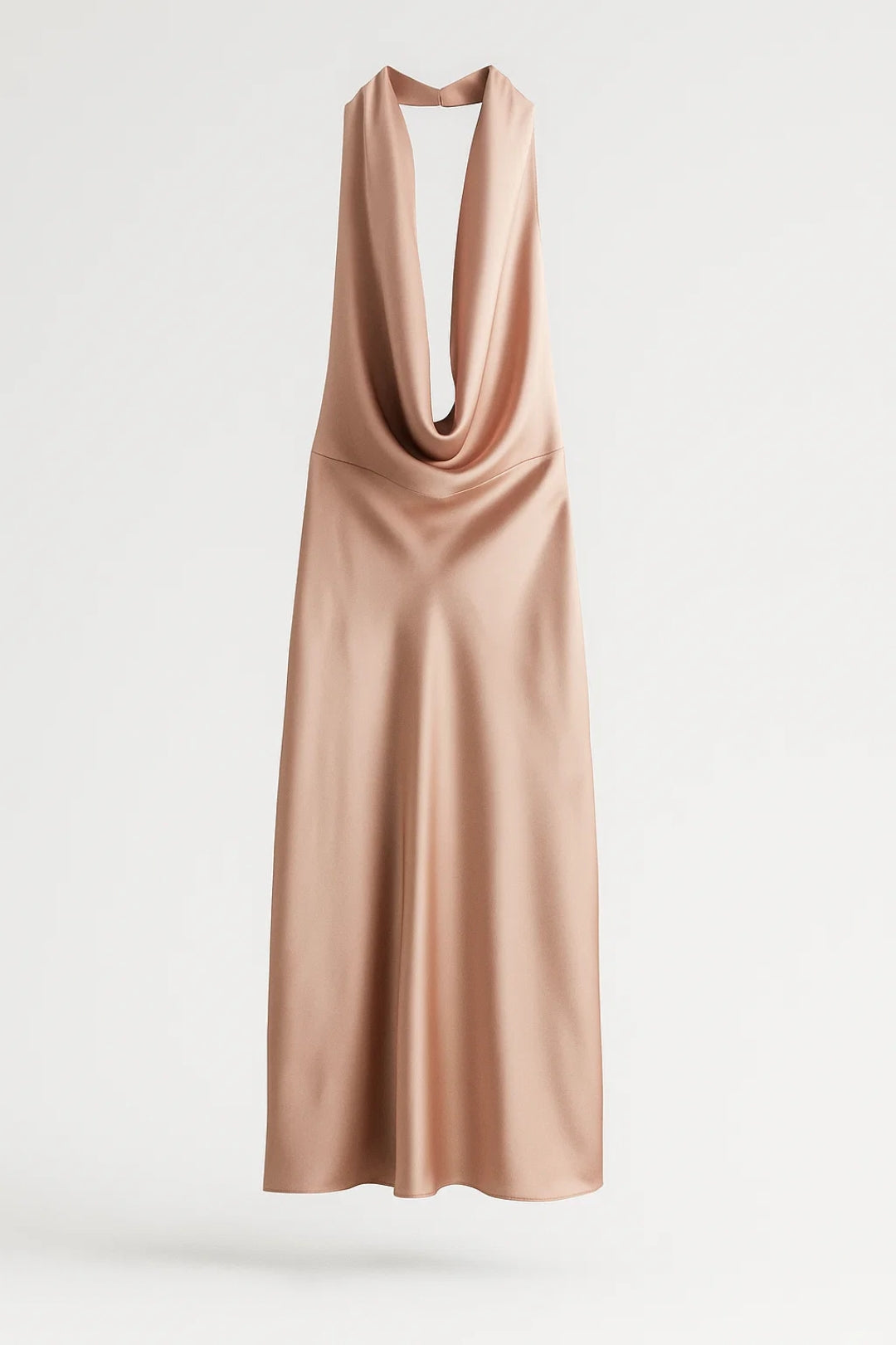 Elegante Maxi Jurk met Halterhals en Watervalhalslijn