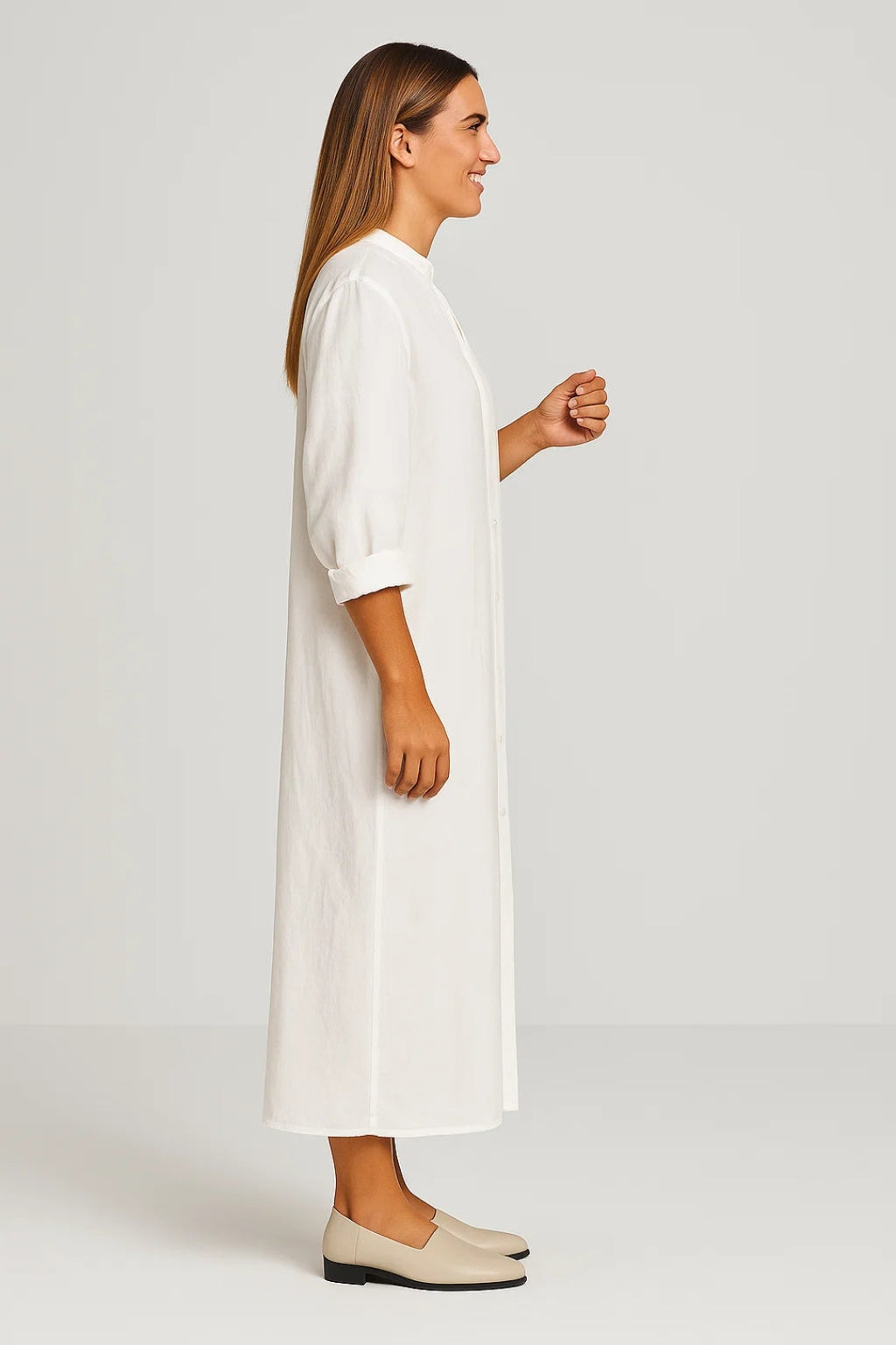 Minimalistische Maxi Jurk met Losse Pasvorm en Lange Mouwen