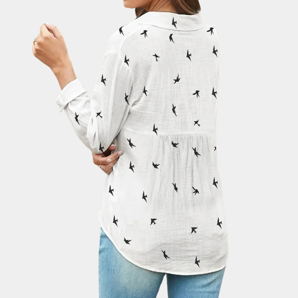 Casual Blouse met Print en V Hals voor Trendy Look