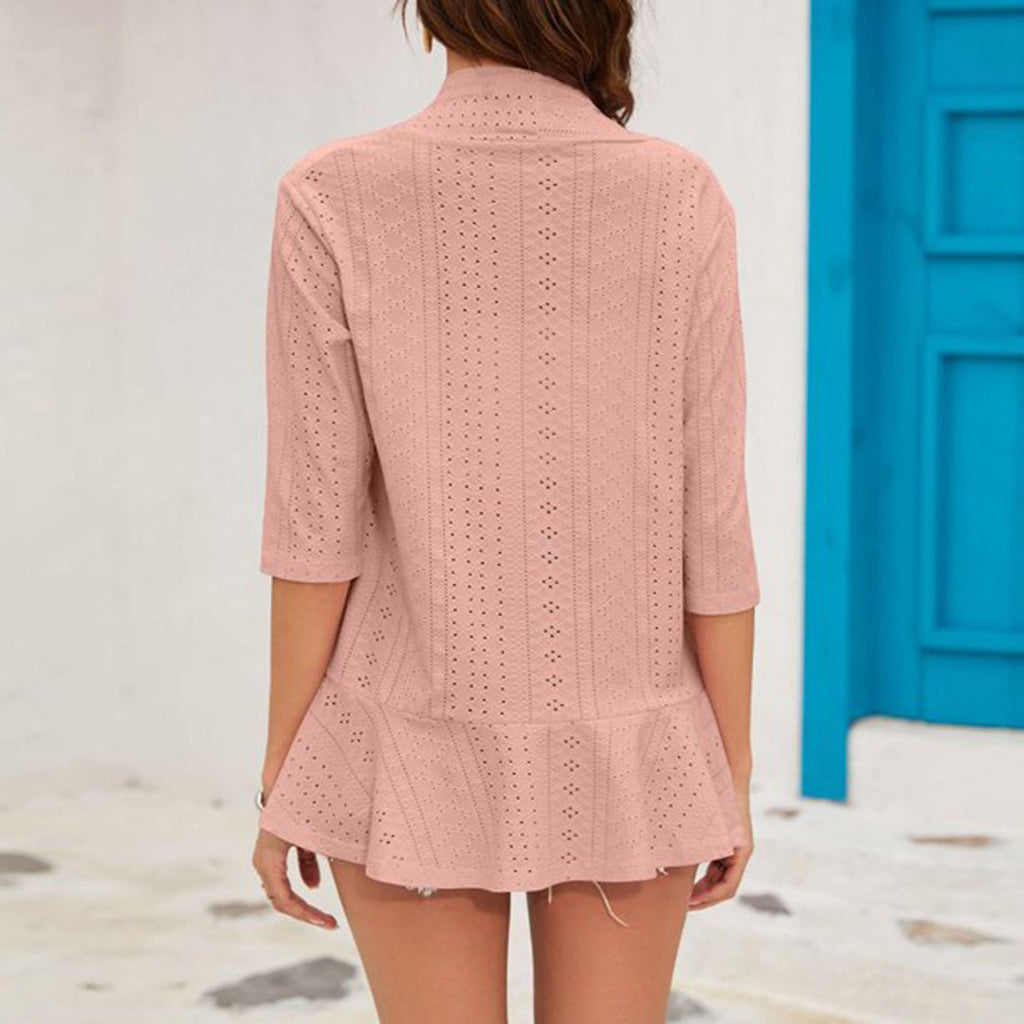 Luchtige Cardigan met Korte Mouwen en Open Voorkant