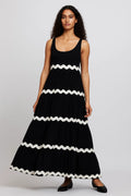 Elegante Maxi Jurk met Strepen en Mouwloos Design