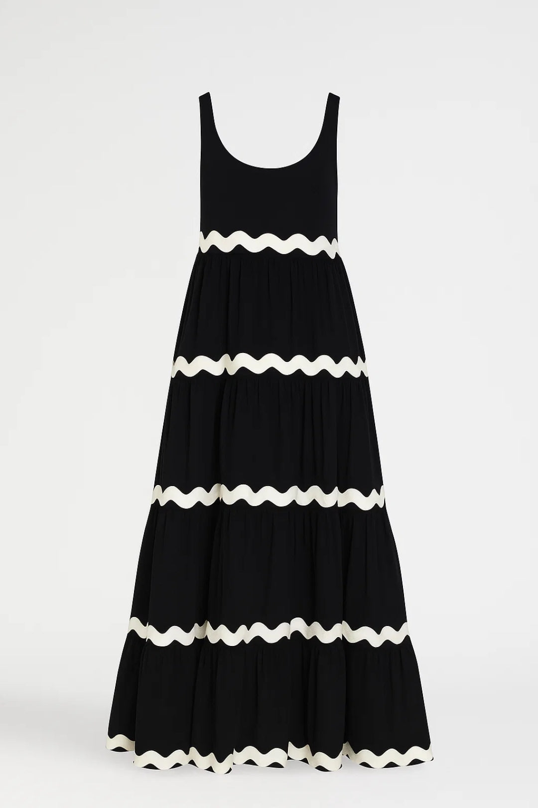 Elegante Maxi Jurk met Strepen en Mouwloos Design