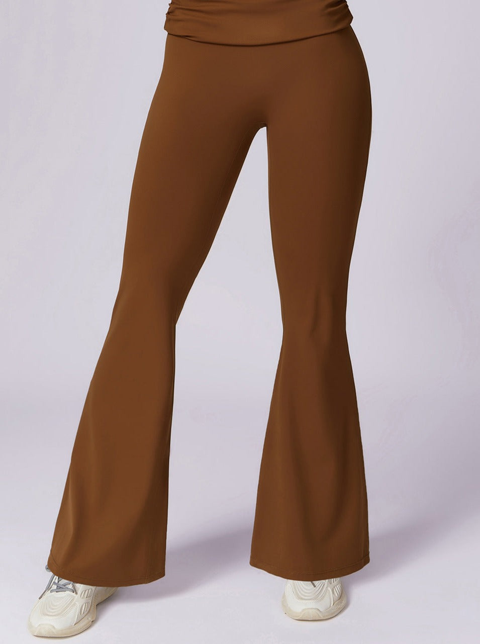 Hoge taille flared broek in mokka-bruin