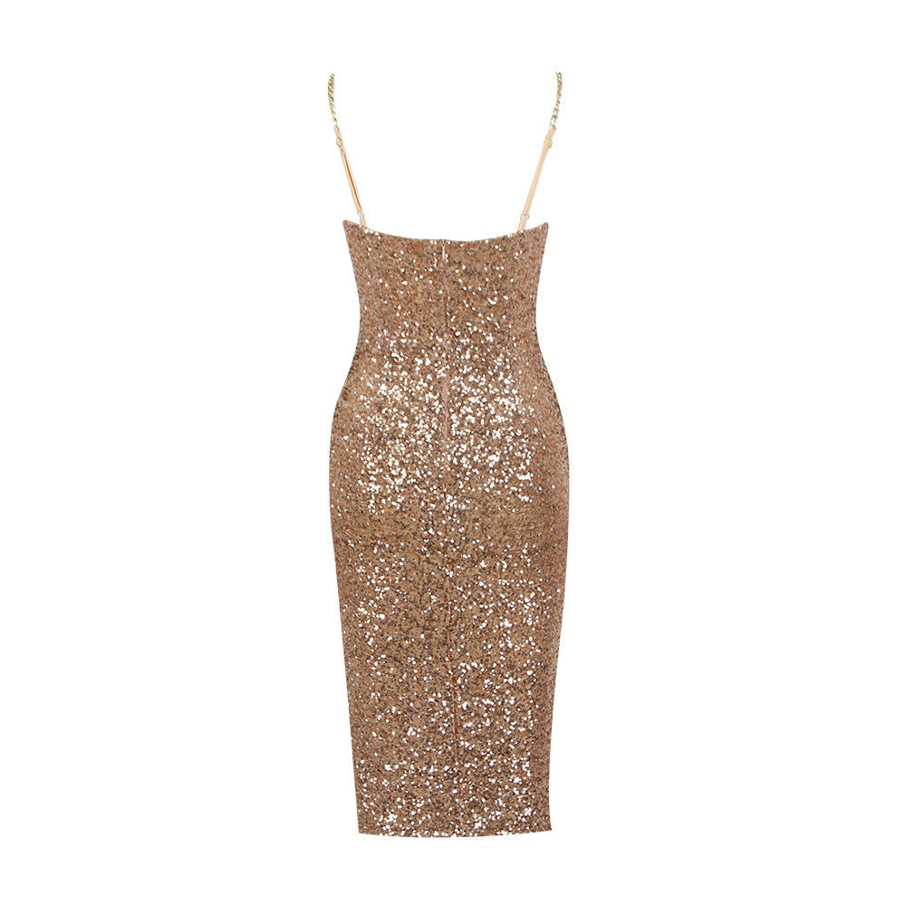 Adele| Glanzend Midi-Jurk met Rits