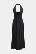 Amelia | Zwart Elegante Halterjurk – Tijdloze Avond-Elegantie