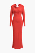 Clothilde | Elegante rugloze lange maxi-jurk met bloemdetaillering