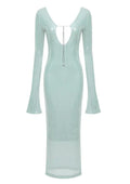 Maya | Spitze Front Lange Mouwen Mintgroene Glitters Jurk Dames