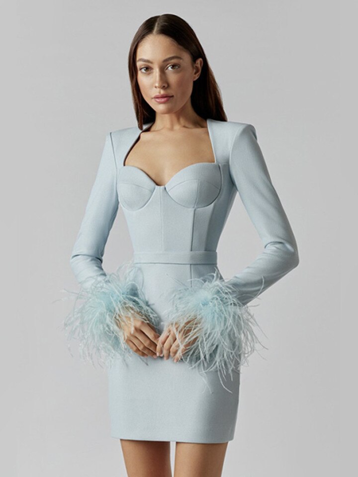 Sofia | Elegante Minidress met Veerdetails