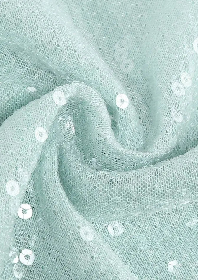 Maya | Spitzen Front Lange Mouwen Mintgroene Glitters Jurk Dames