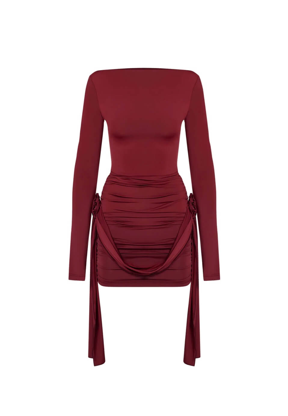 Gloria | Bodycon Mini-jurk met Lange Mouwen en Rimpelingen