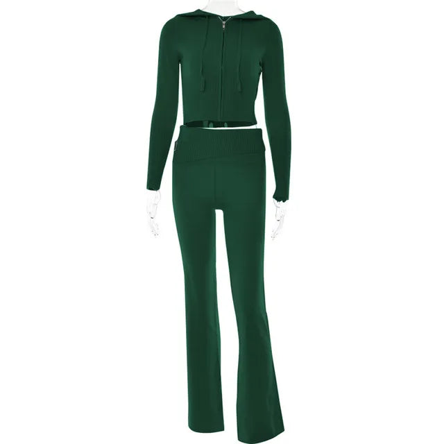 Johanna | Trendy Trainingspak met Crop Top en Flared Broek