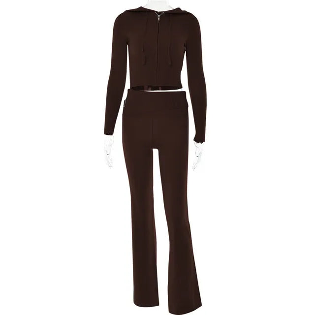 Johanna | Trendy Trainingspak met Crop Top en Flared Broek