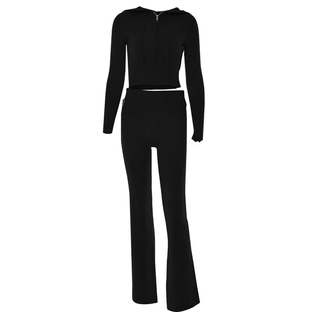 Johanna | Trendy Trainingspak met Crop Top en Flared Broek